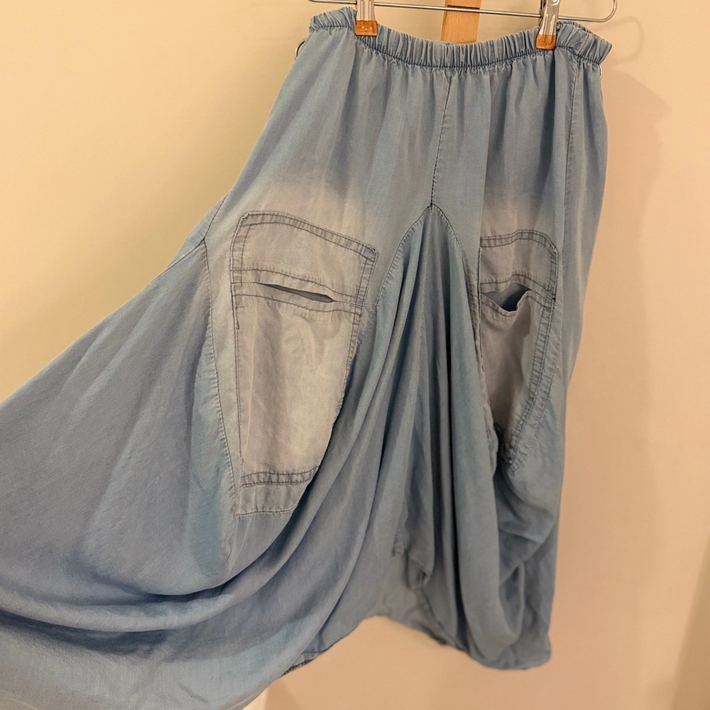 Tempo Paris Light Blue Jean Maxi Skirt